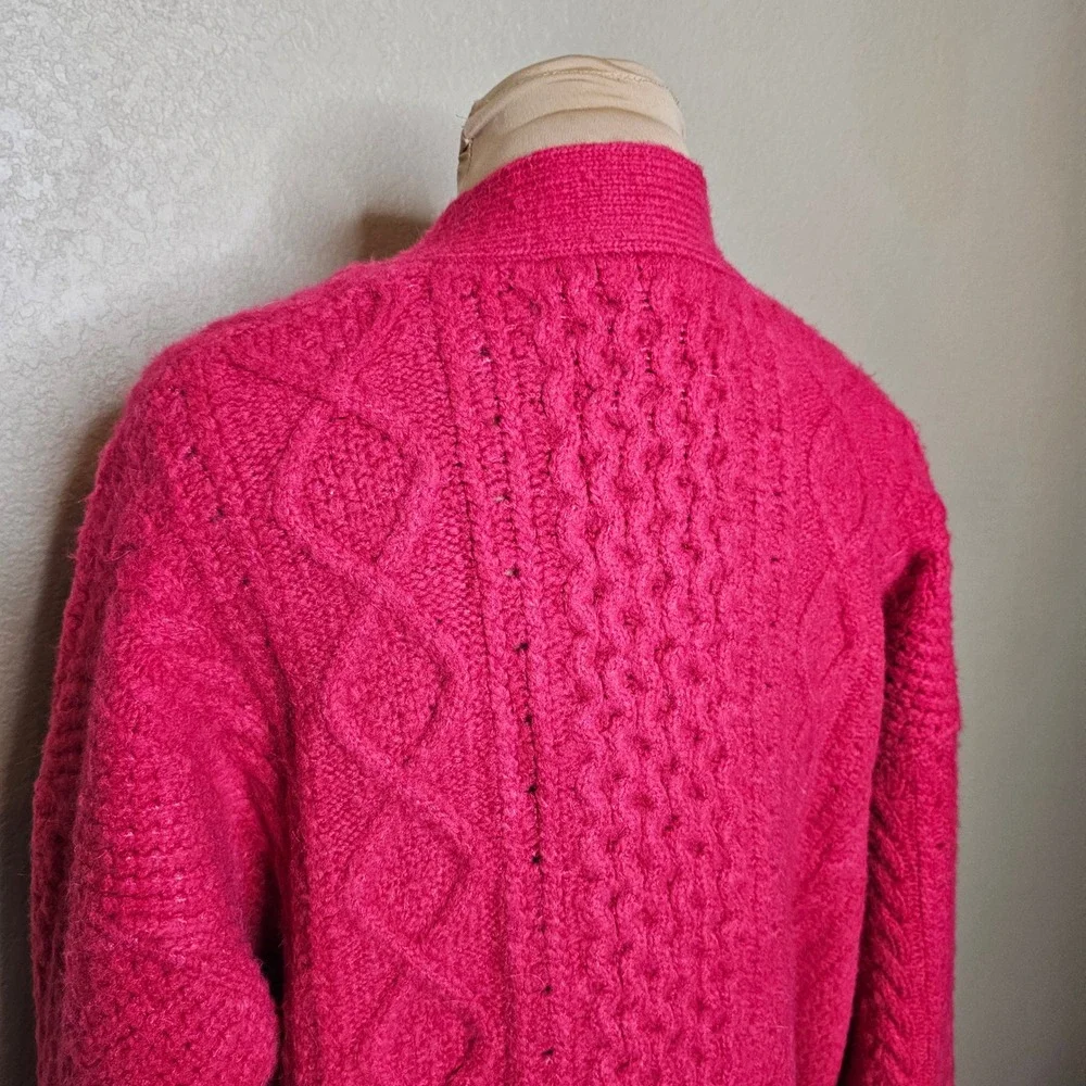J.Crew Womens XL Pink Cable Knit Cardigan Oversized Button Front Sweater - Picture 7 of 13
